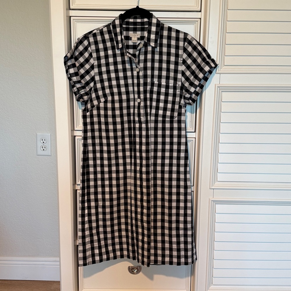 J. Crew Dress Black and White  with large gingham check fabric